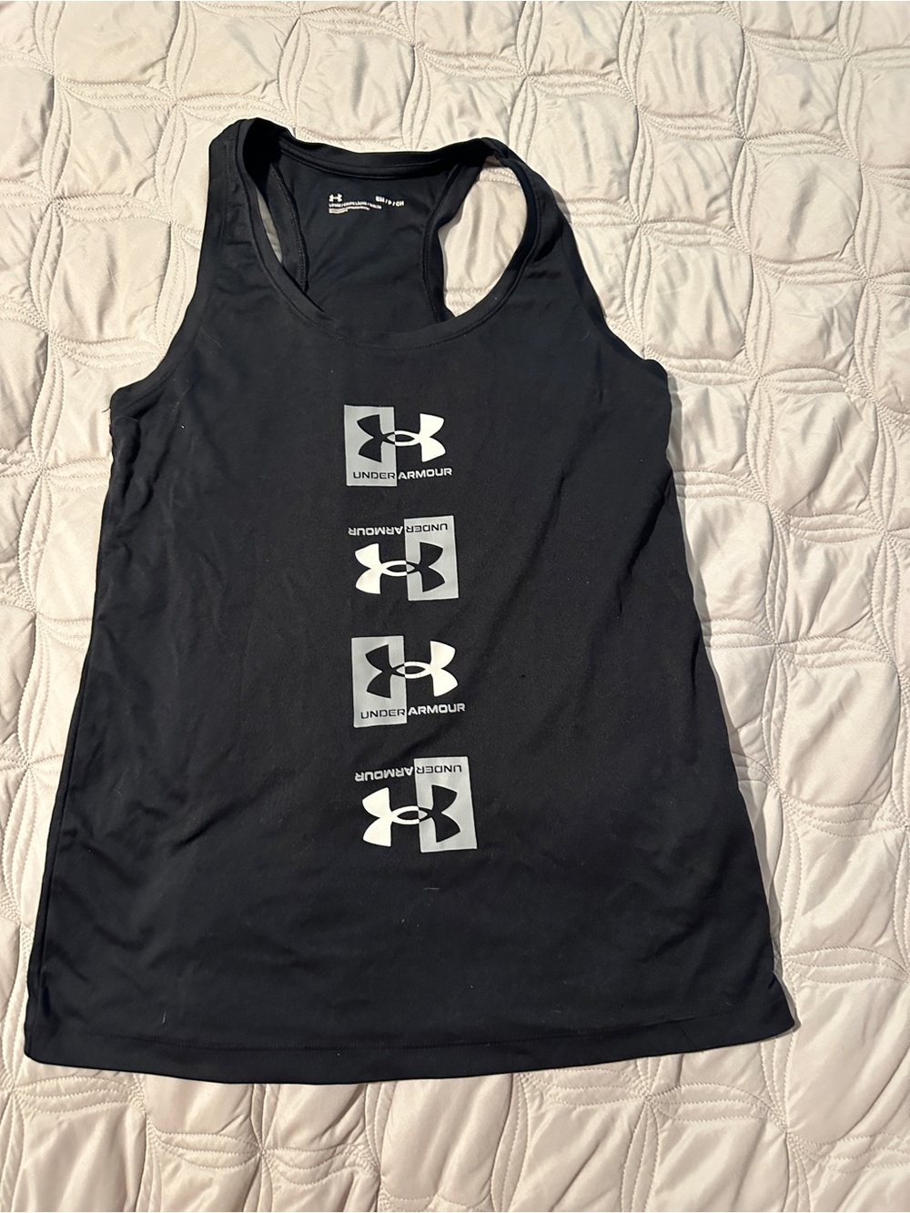 Under Armour Black Racerback Tank with Stacked Logo